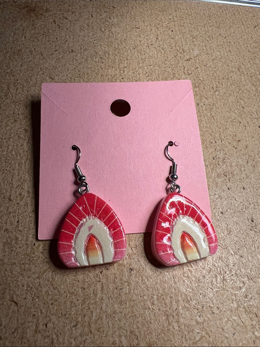 Fashion Jewelry Red and Cream Resin Drop Earrings